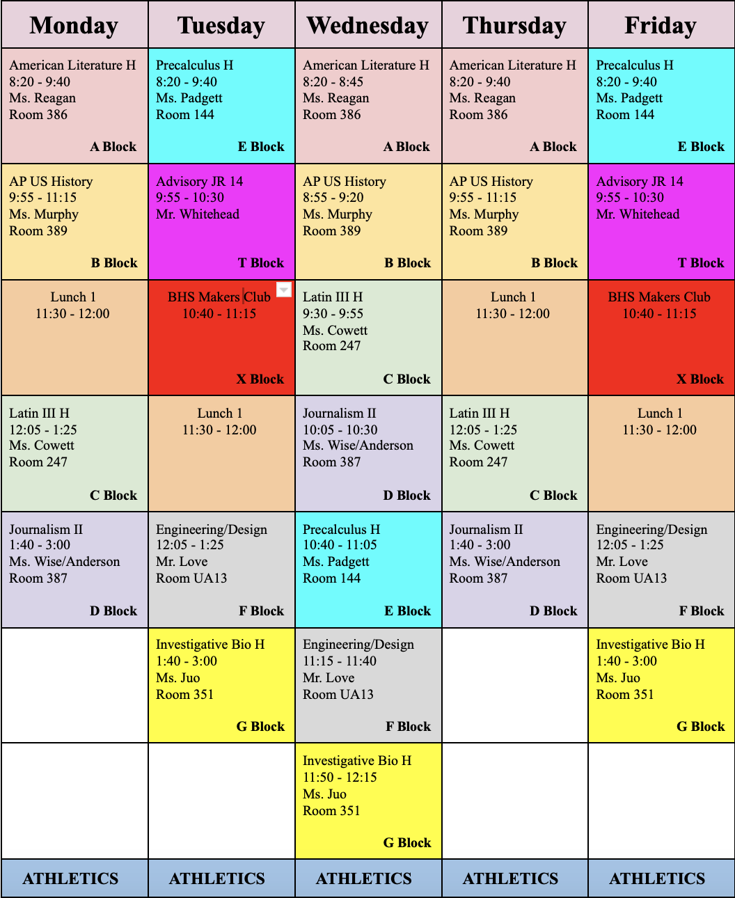 Junior Year Hybrid Schedule – The Cypress