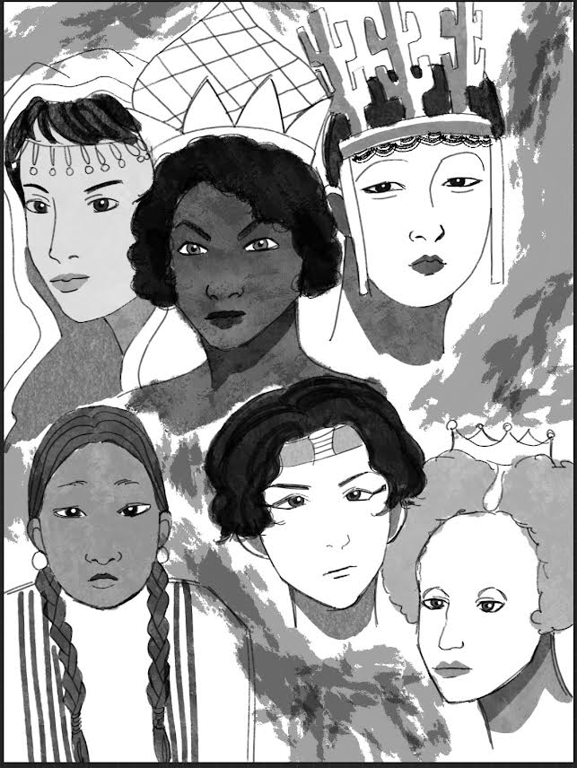 In her artwork created for Off-Brand: A
BHS Feminist Zine, junior Rowena Man highlights famous female figures in history.