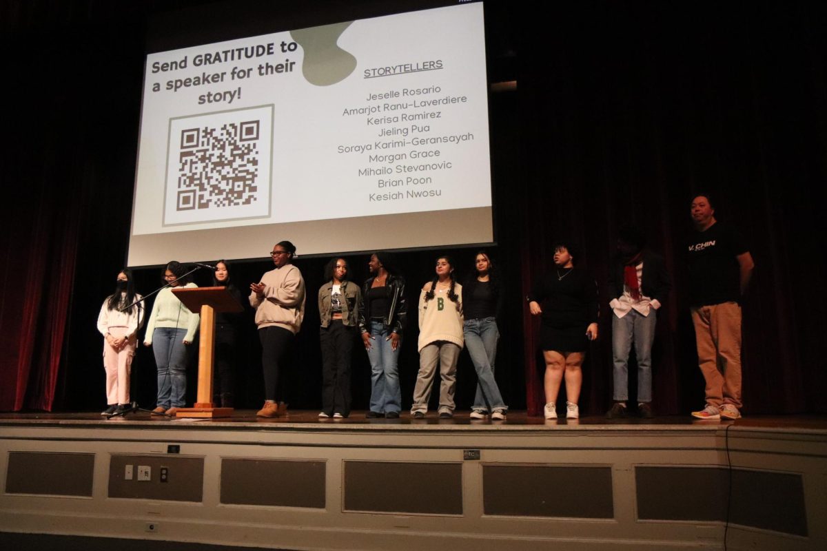 During the Day of Racial Reform and Solidarity (DoRRS) in 2023, the speakers during the Telling Our Stories portion of the day, pictured above, read their speeches live, in front of an audience in the auditorium. This year, they will not. The new DoRRS format calls for pre-recorded speeches and class discussions after each speech.