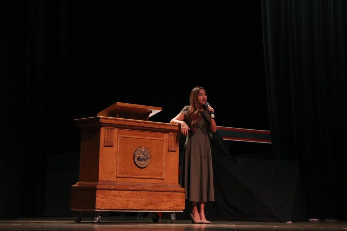 Judith García, the first Latina Massachusetts State Representative, spoke about her ascent in politics and urged the audience to discover their passion at the Hispanic Heritage Assembly on Friday, Nov. 1.